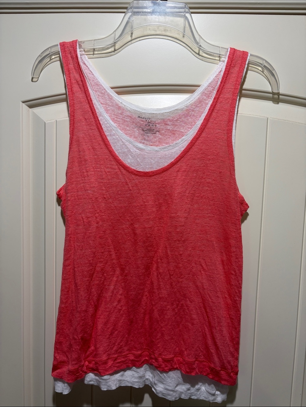 Layered Coral Sleeveless Tank with White Underlayer